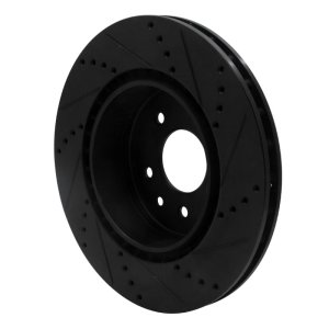 Jaguar XJR Brake Rotor (1) - Rear Left - R1 Concepts - Drilled & Slotted - Black - `00-`06